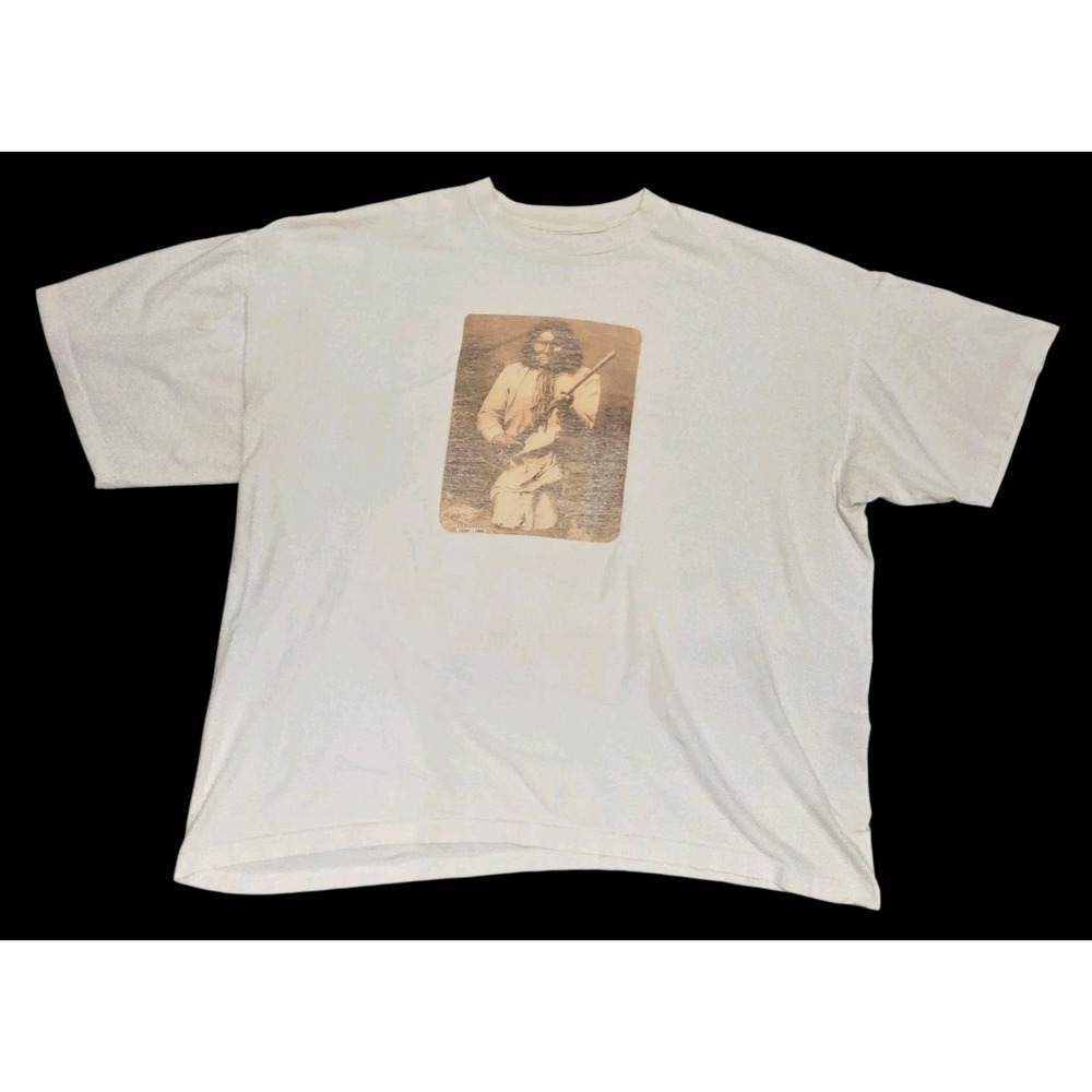 Vtg Geronimo Graphic Tee Shirt Intex Double Sided Heavyweight Apache White 3XL